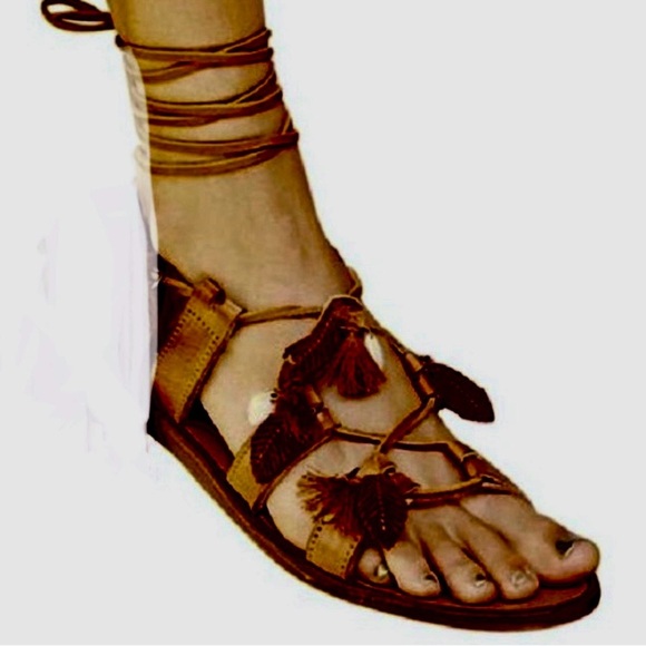 Free People Shoes - Rare Free People Boho Wind Swept Lace Up leather gladiator wedding Sandals Sz9.5